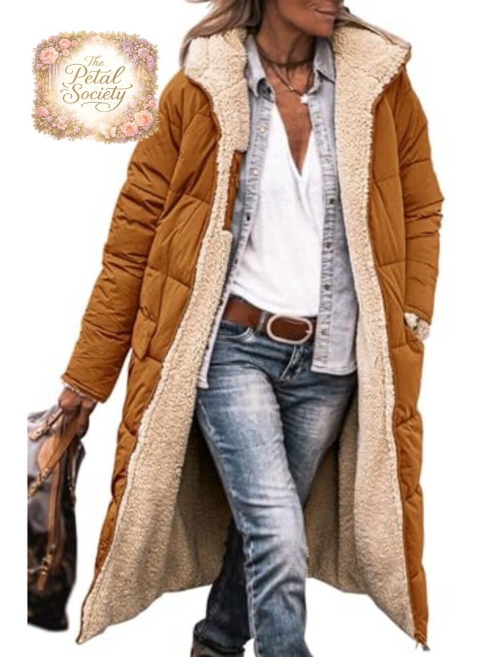 PRETTYGARDEN Women's Long Fleece Sherpa Puffer Coat Hooded Zip Warm Winter